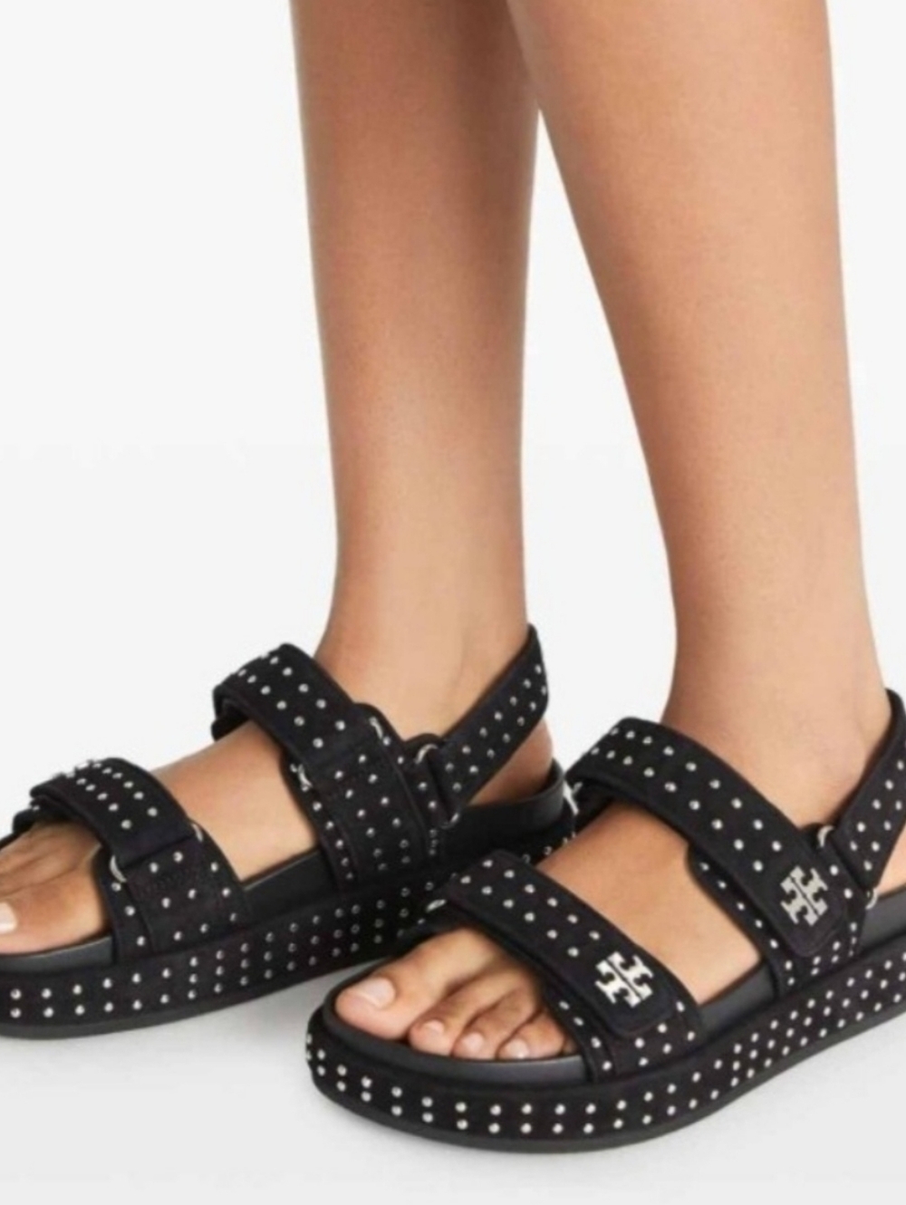 Size 5.5 - 🆕️ TORY BURCH KIRA Black Sport Studded Platform Sandals with Logo